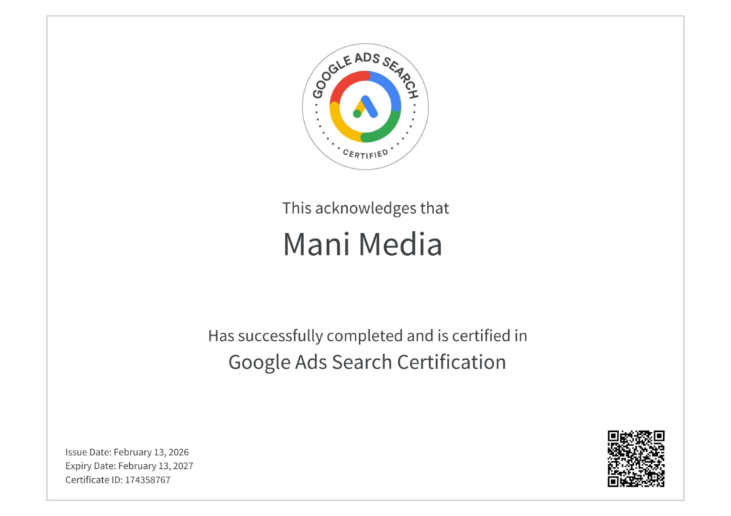 google ads search certificate